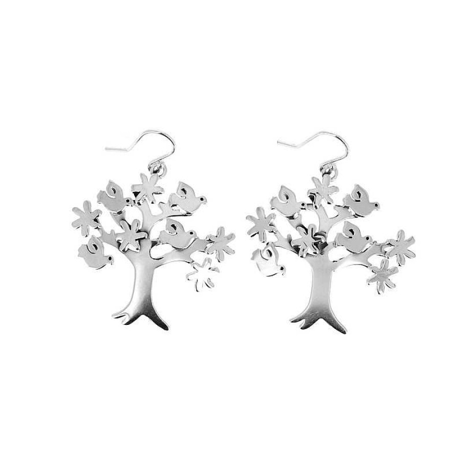 Boucles D'Oreilles Au Fol argent | Boucles D'Oreilles En Argent Arbre Oiseaux