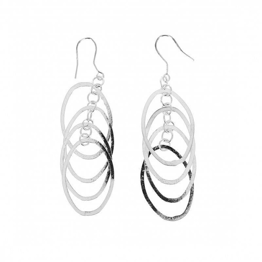 Boucles D'Oreilles Au Fol argent | Boucles D'Oreilles En Argent Quatre Ovales Superpos S