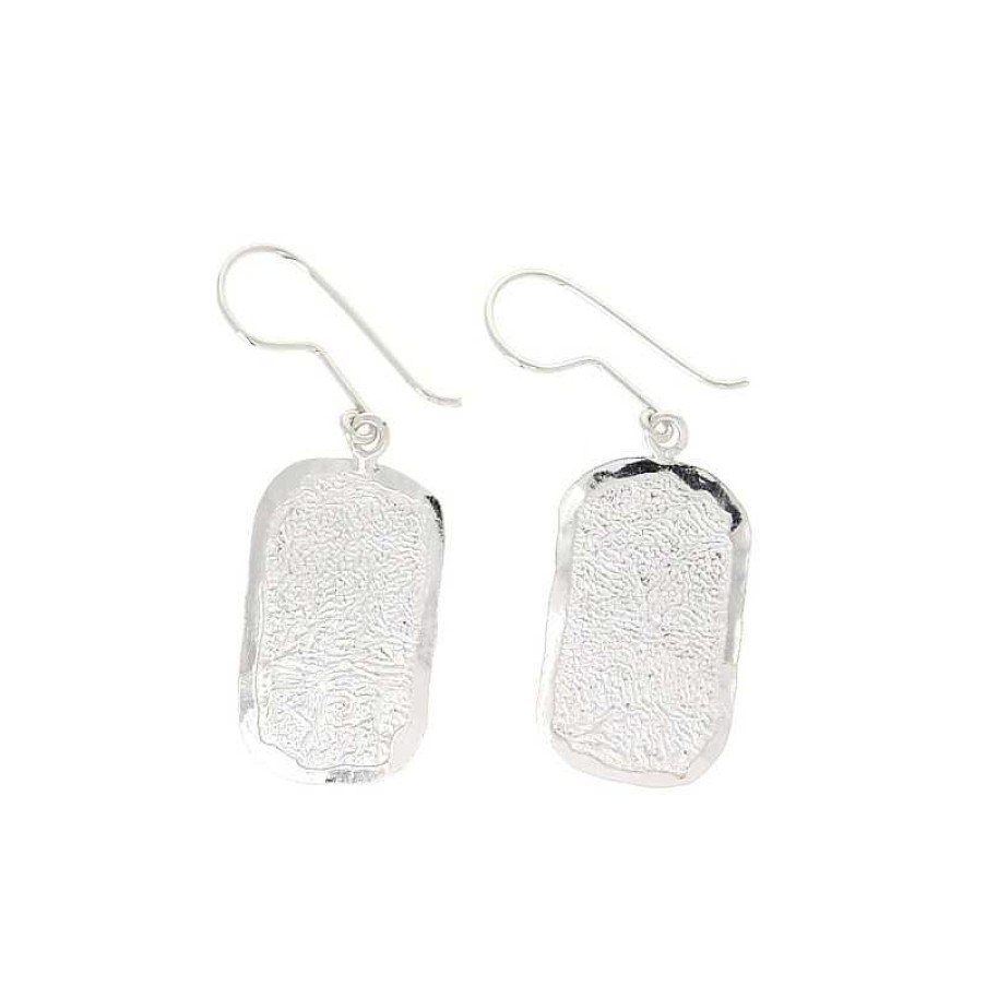 Boucles D'Oreilles Au Fol argent | Boucles D'Oreilles En Argent Frip Forme Rectangulaire