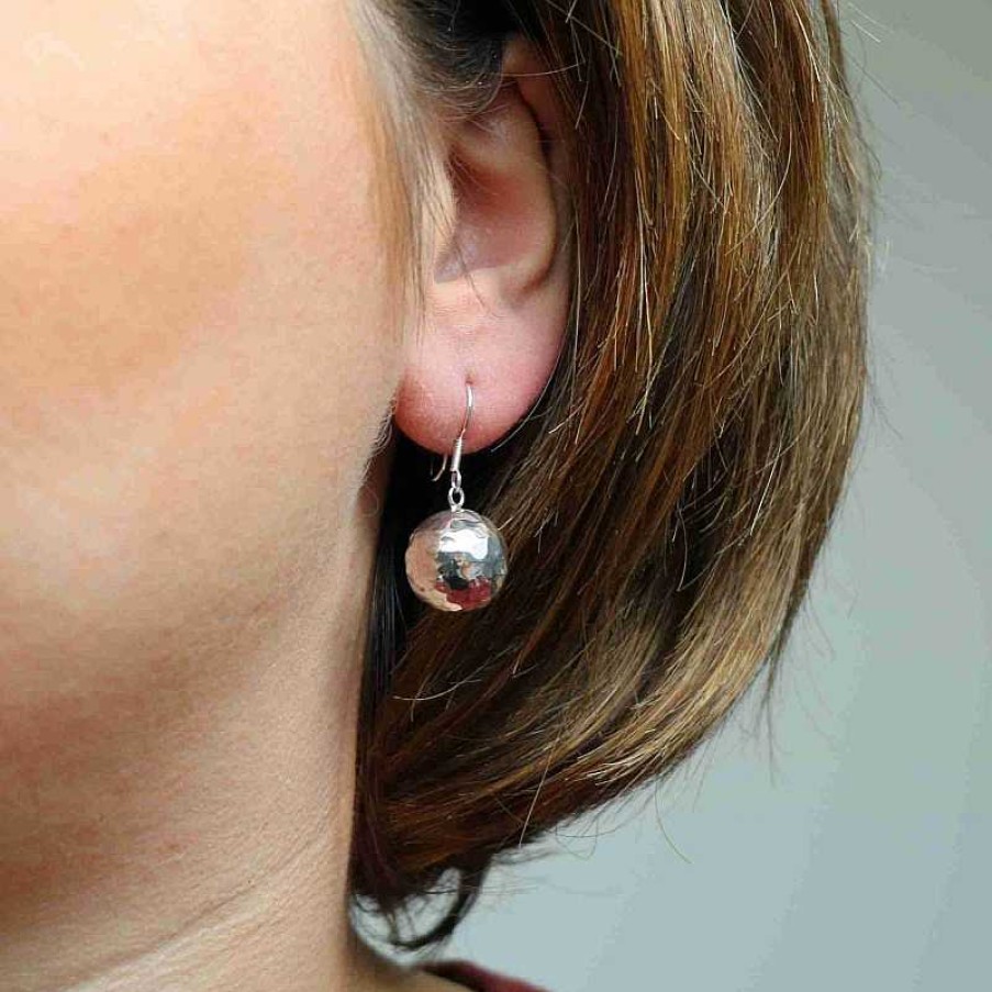 Boucles D'Oreilles Au Fol argent | Boucles D'Oreilles En Argent Martel Grosse Boule