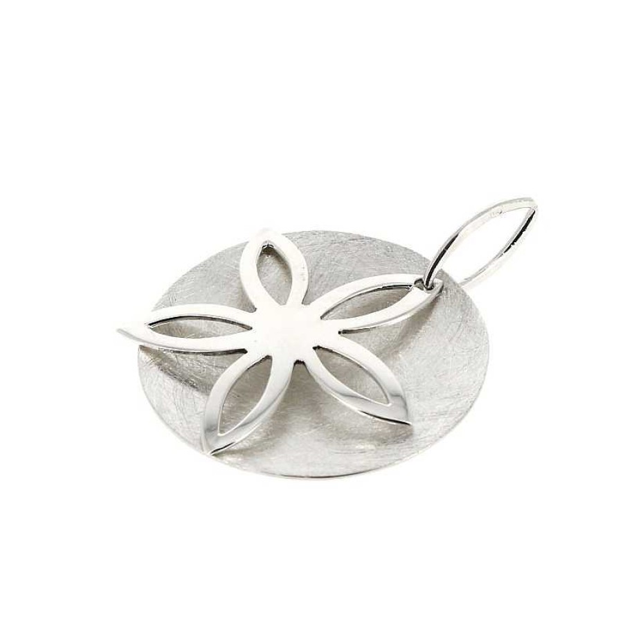 Collections Au Fol argent | Pendentif En Argent Lisse Et Bross Petite Fleur