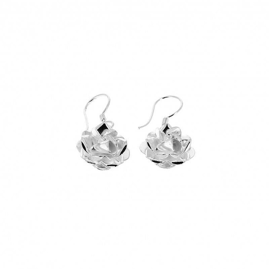 Boucles D'Oreilles Au Fol argent | Boucles D'Oreilles Petite Rose En Argent Bross Et Lisse