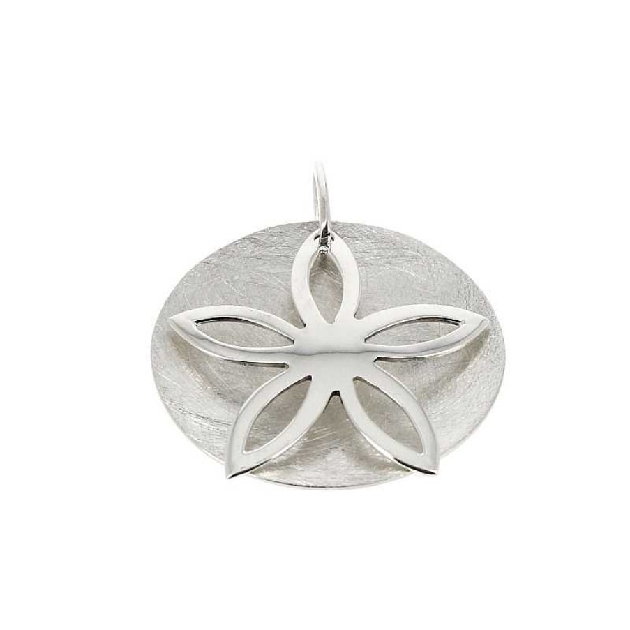 Collections Au Fol argent | Pendentif En Argent Lisse Et Bross Petite Fleur