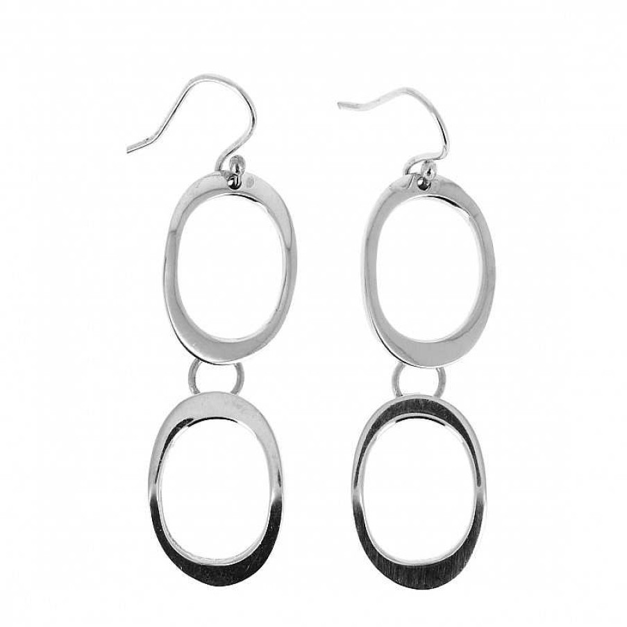 Boucles D'Oreilles Au Fol argent | Boucles D'Oreilles Argent Deux Ovales