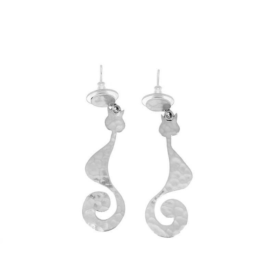 Boucles D'Oreilles Au Fol argent | Boucles D'Oreilles En Argent Grand Chat Stylis