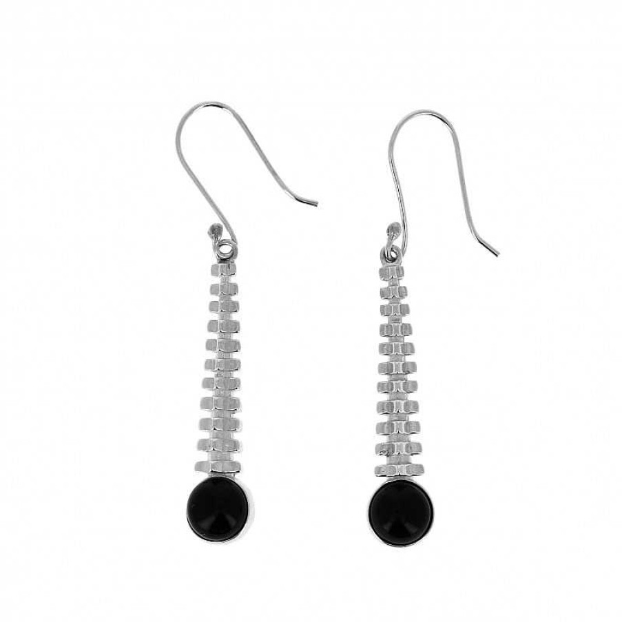 Boucles D'Oreilles Au Fol argent | Boucles D'Oreilles Argent Et Pierre Onyx