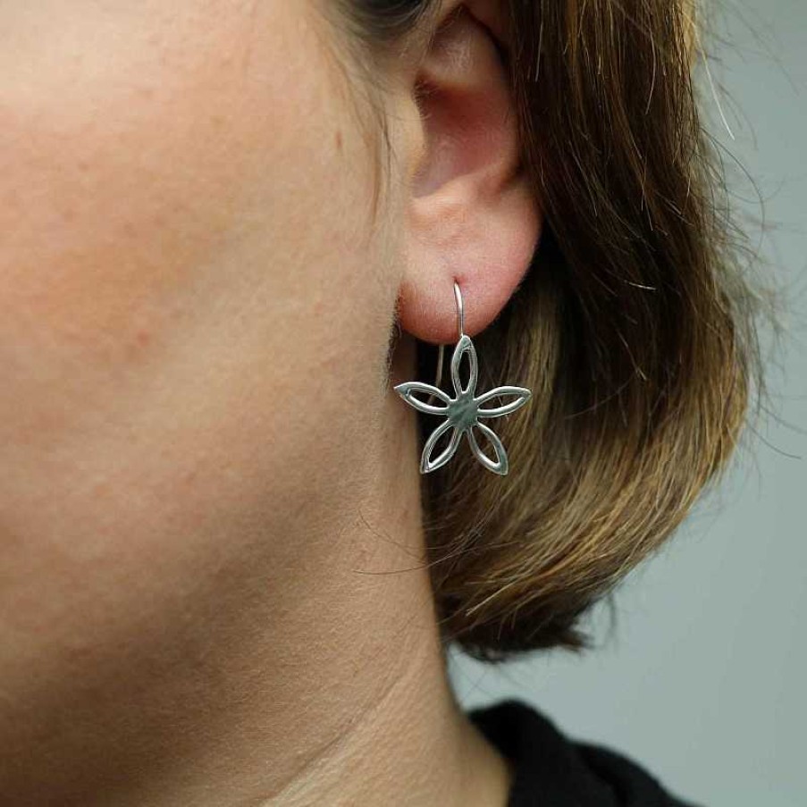 Boucles D'Oreilles Au Fol argent | Boucles D'Oreilles Argent Petite Fleur