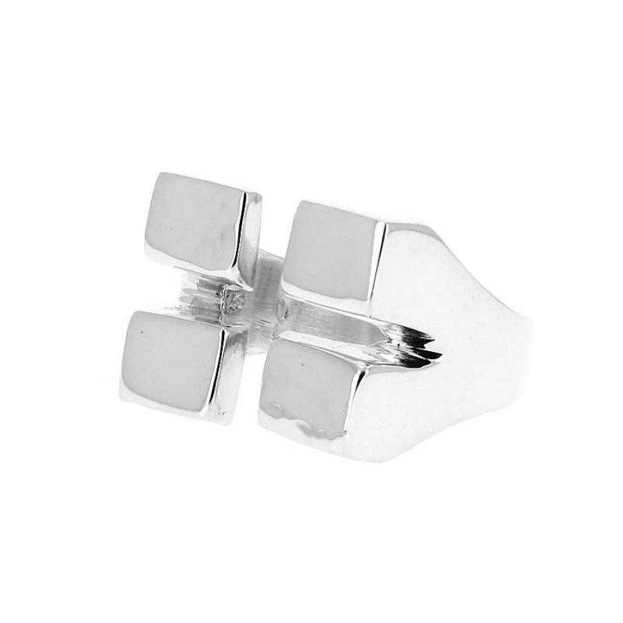 Bagues Au Fol argent | Bague Argent Quatre Rectangles