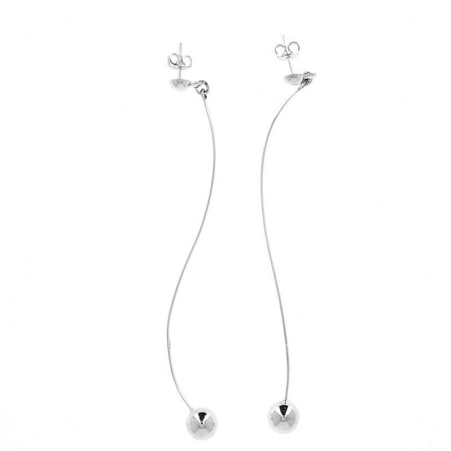 Boucles D'Oreilles Au Fol argent | Boucles D'Oreilles En Argent Longue Tige Tourn E Et Boule