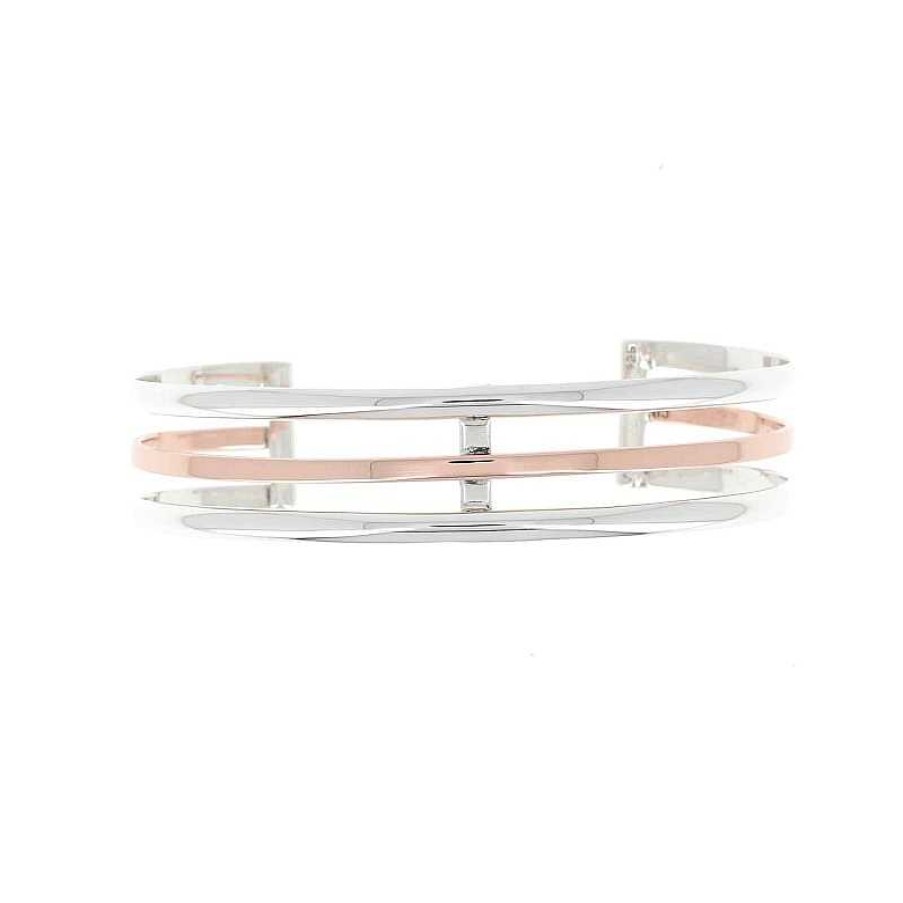 Bracelets Au Fol argent | Bracelet Manchette En Argent Massif Et Cuivre