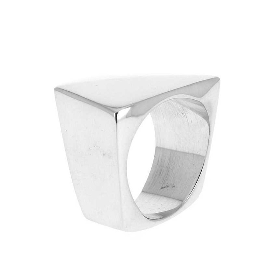 Bagues Au Fol argent | Bague Argent Rectangle Asym Trique