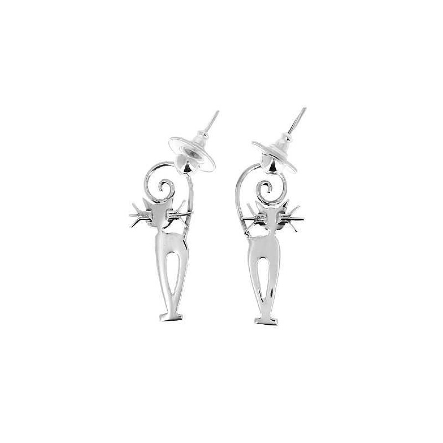 Boucles D'Oreilles Au Fol argent | Boucles D'Oreilles En Argent Chat Belles Moustaches