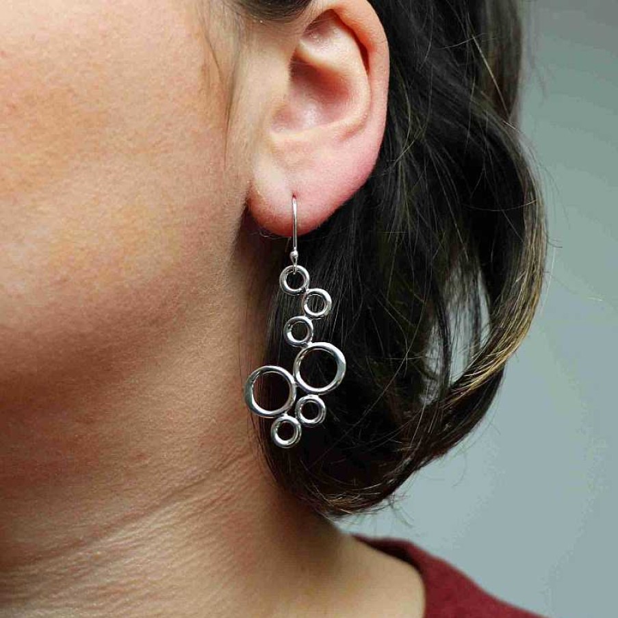 Boucles D'Oreilles Au Fol argent | Boucles D'Oreilles En Argent Sept Ronds Ajour S