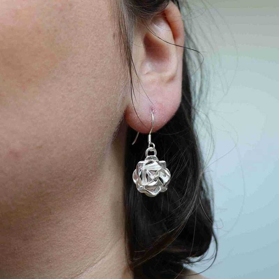 Boucles D'Oreilles Au Fol argent | Boucles D'Oreilles Rose En Argent Bross Et Lisse