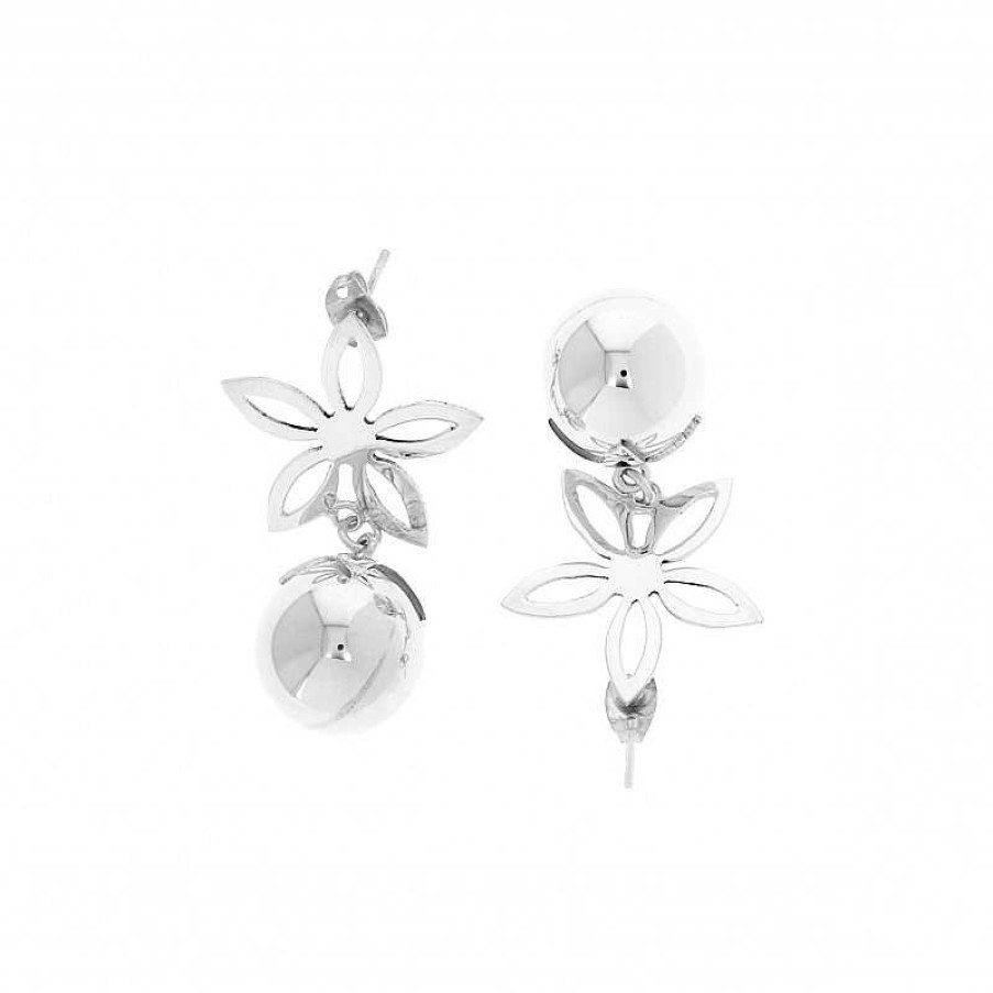 Boucles D'Oreilles Au Fol argent | Boucles D'Oreilles En Argent Boule Et Fleur