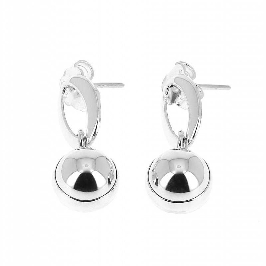 Boucles D'Oreilles Au Fol argent | Boucles D'Oreilles En Argent Ovale Et Perle D'Argent