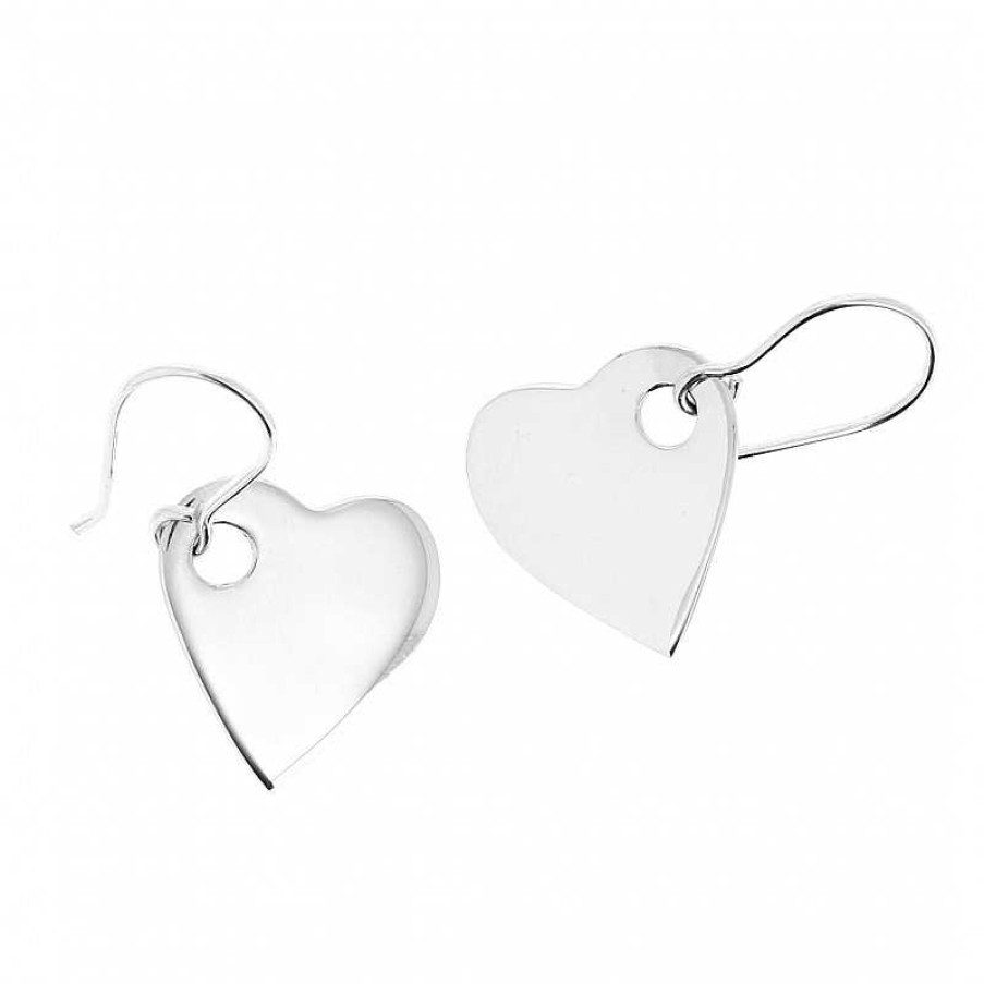 Boucles D'Oreilles Au Fol argent | Boucles D'Oreilles En Argent Coeur Plat