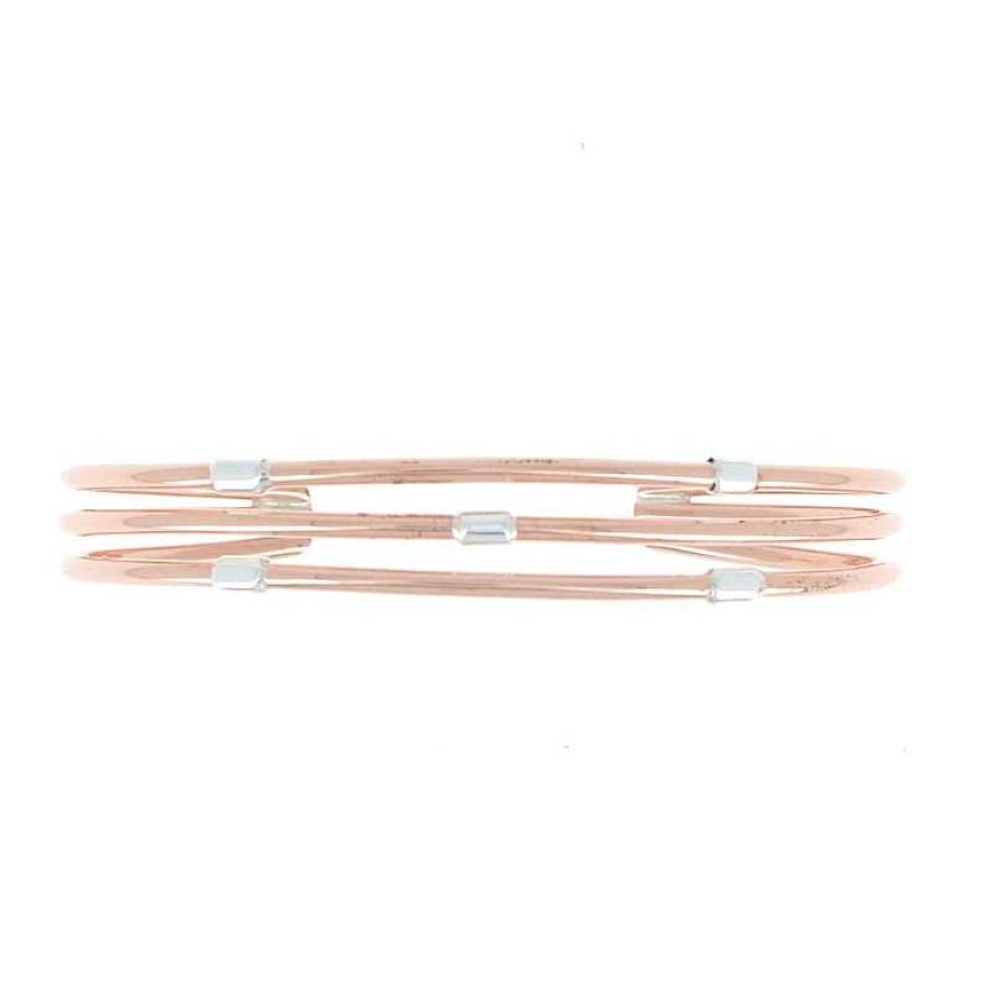 Bracelets Au Fol argent | Bracelet Manchette En Cuivre Et Tubes D'Argent