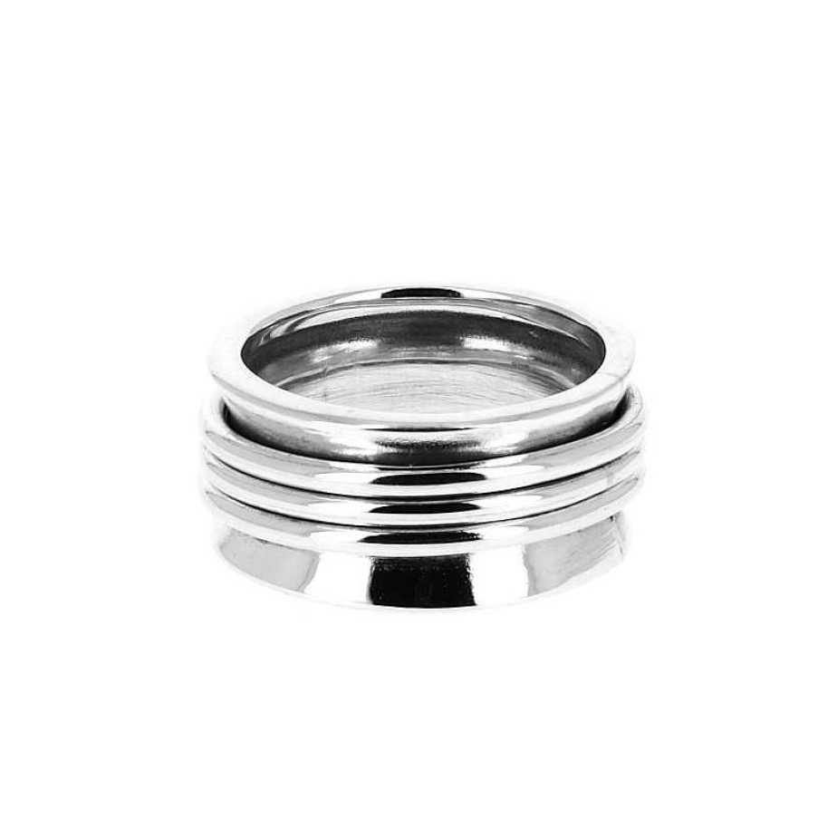 Bagues Au Fol argent | Bague En Argent Trois Anneaux Mobiles