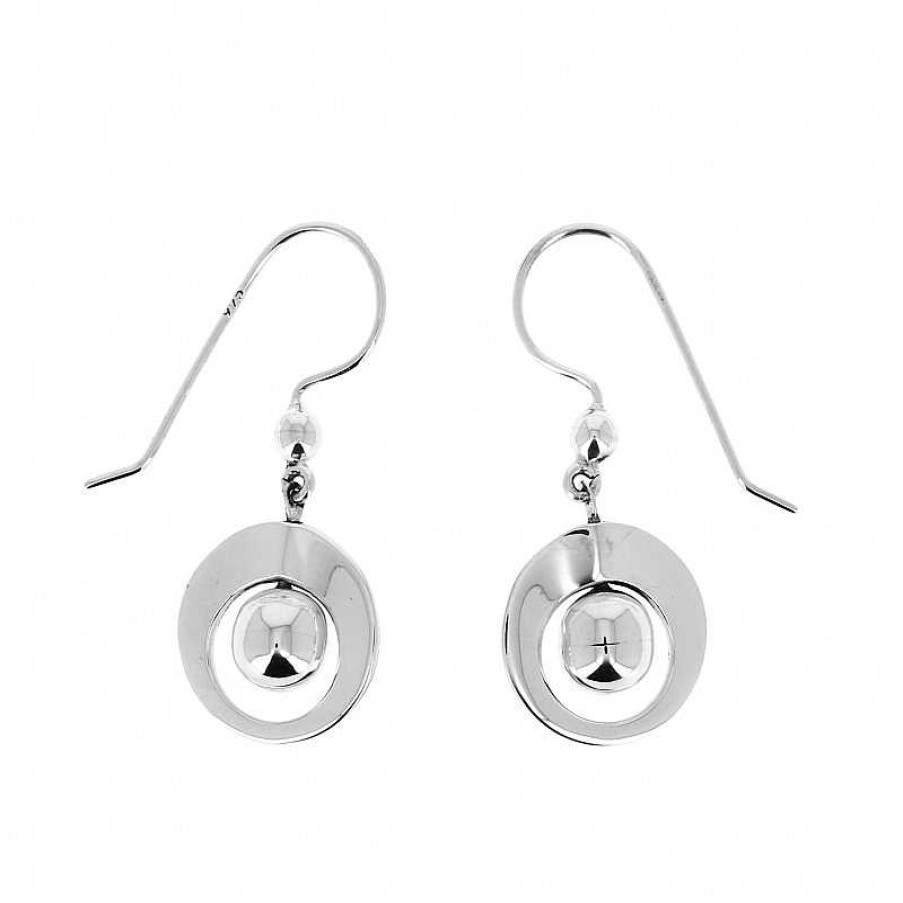 Boucles D'Oreilles Au Fol argent | Boucles D'Oreilles En Argent Cercle Vid Et Boule