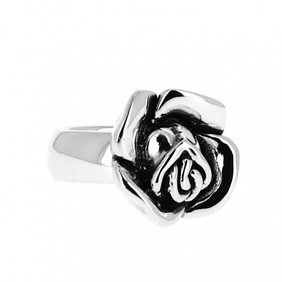 Bagues Au Fol argent | Bague En Argent Lisse Et L G Rement Noirci Belle Rose