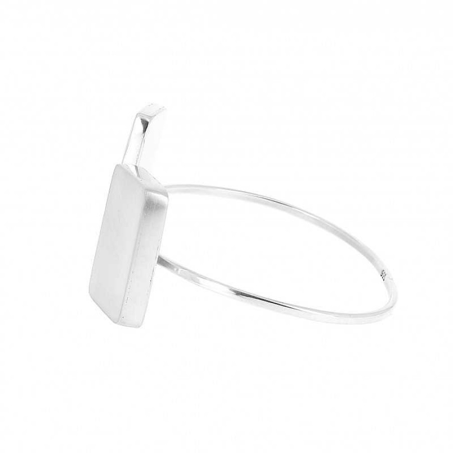 Bracelets Au Fol argent | Bracelet En Argent Carr Argent Bross Rectangle Argent Lisse