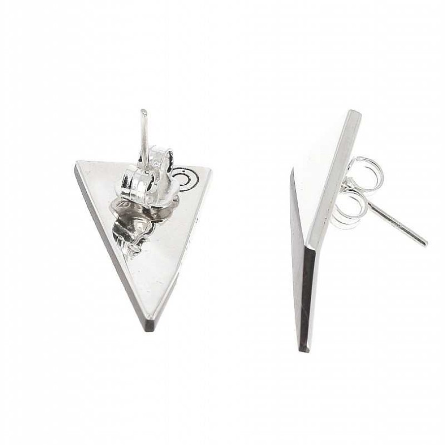 Boucles D'Oreilles Au Fol argent | Boucles D'Oreilles En Argent Et Bois De Rose Triangle Cass