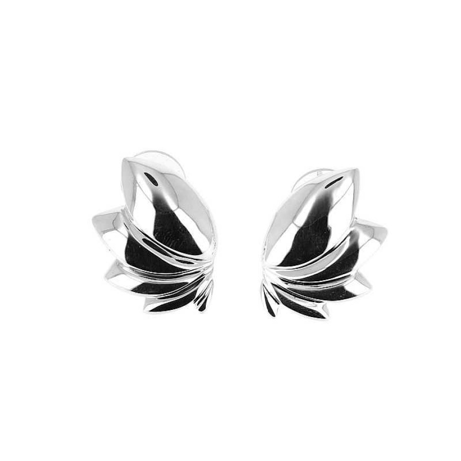 Boucles D'Oreilles Au Fol argent | Boucles D'Oreilles En Argent Fleur En Relief