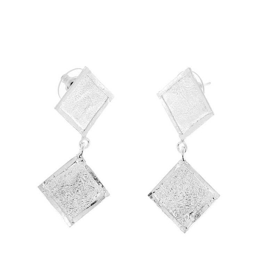 Boucles D'Oreilles Au Fol argent | Boucles D'Oreilles En Argent Frip Deux Losanges