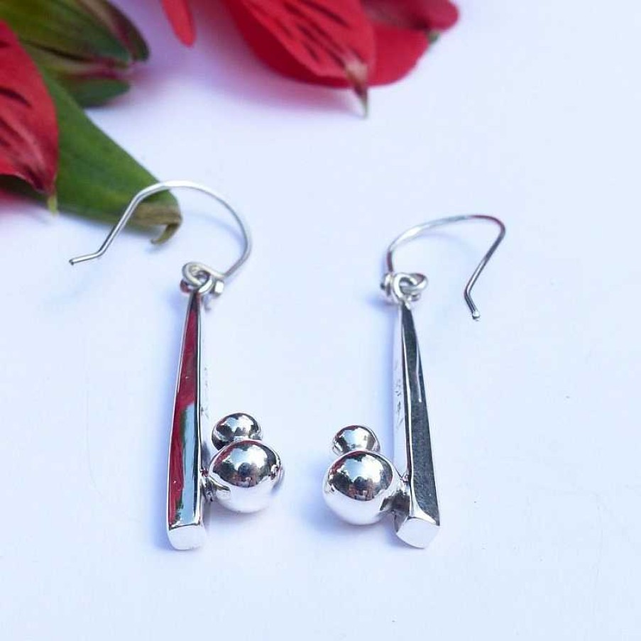 Boucles D'Oreilles Au Fol argent | Boucles D'Oreilles En Argent Forme Pyramidale Fine