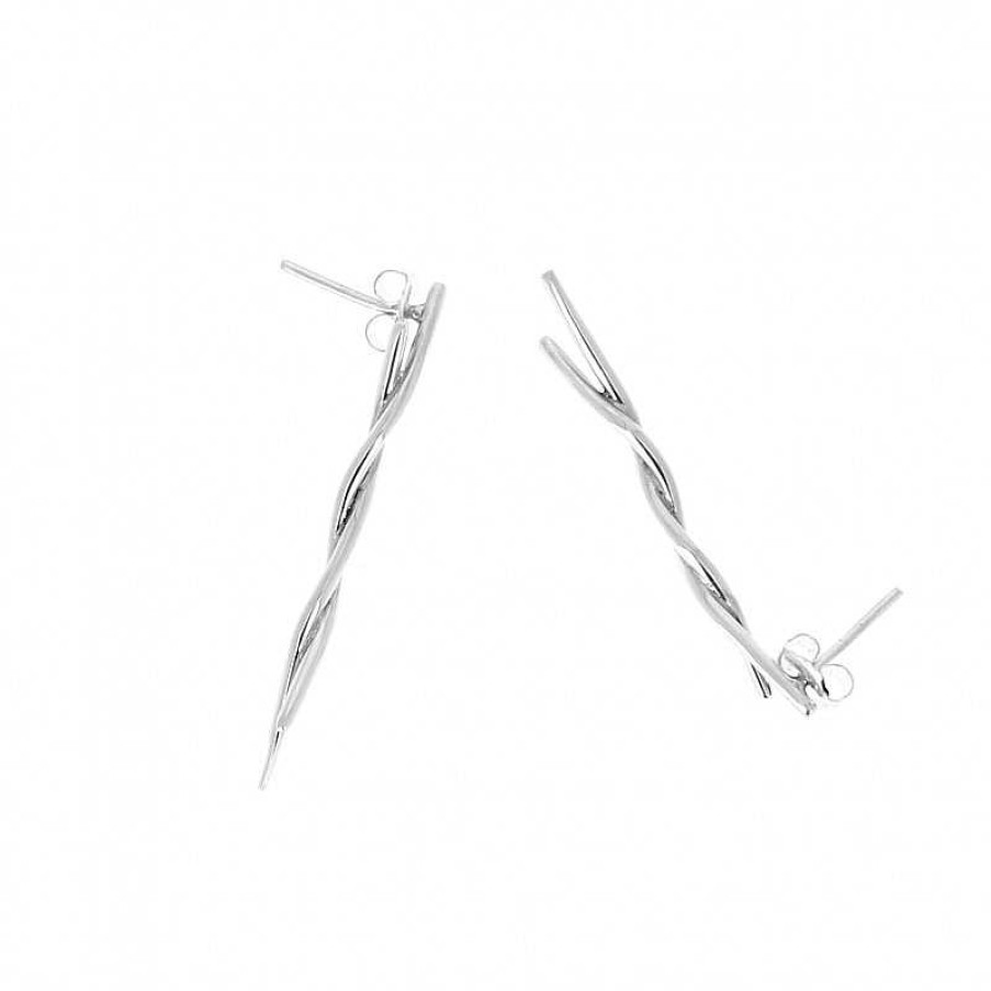 Boucles D'Oreilles Au Fol argent | Boucles D'Oreilles En Argent Deux Tiges Entortill Es