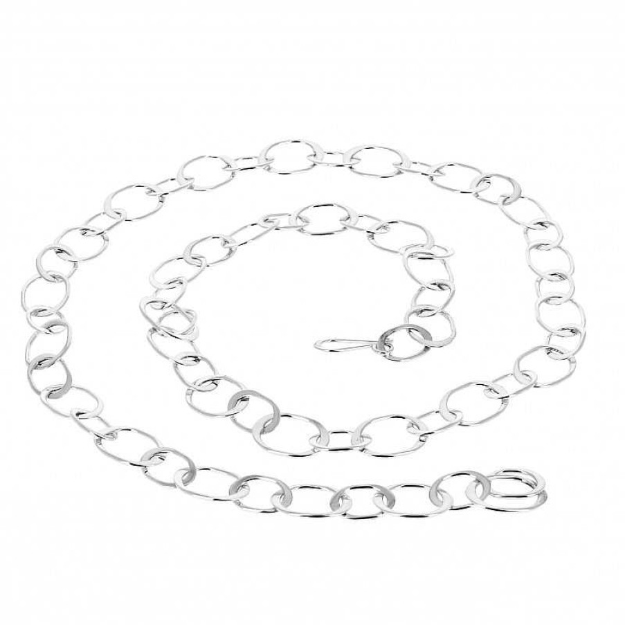 Colliers Et Pendentifs Au Fol argent | Collier En Argent Lisse Tr S Long, Anneaux Plats Altern S