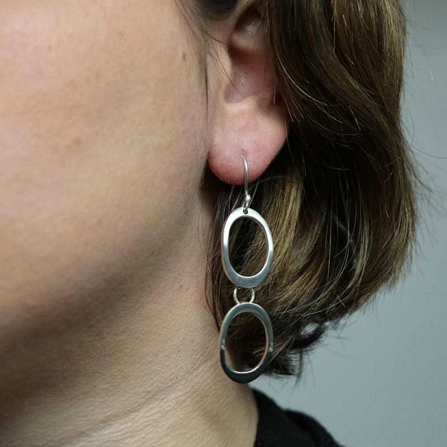 Boucles D'Oreilles Au Fol argent | Boucles D'Oreilles Argent Deux Ovales