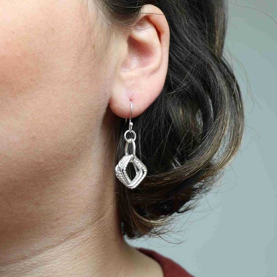 Boucles D'Oreilles Au Fol argent | Boucles D'Oreilles En Argent Multiples Carr S