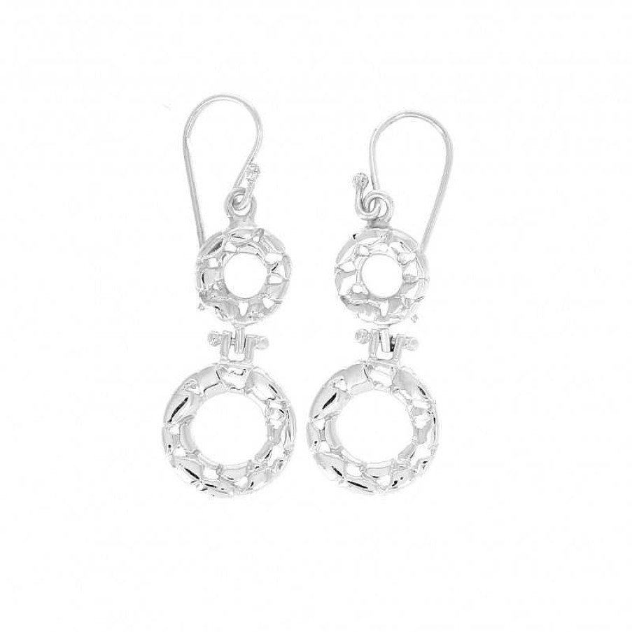 Boucles D'Oreilles Au Fol argent | Boucles D'Oreilles En Argent Deux Ronds Suspendus