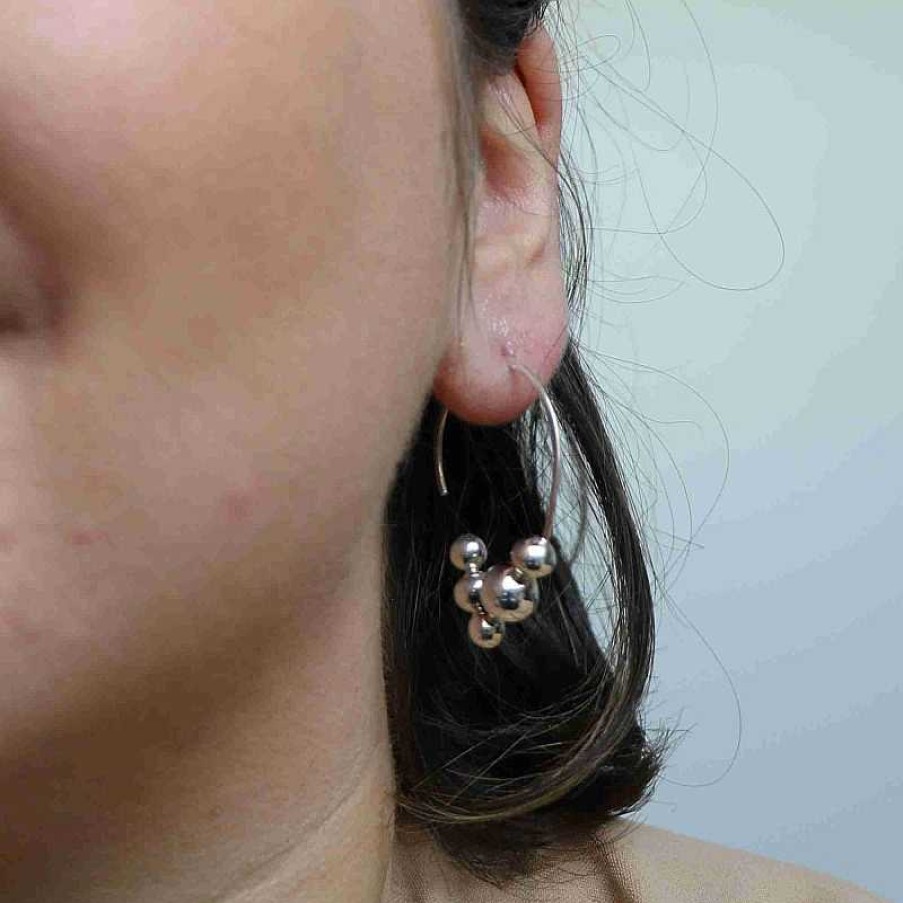 Boucles D'Oreilles Au Fol argent | Boucles D'Oreilles En Argent Cinq Boules