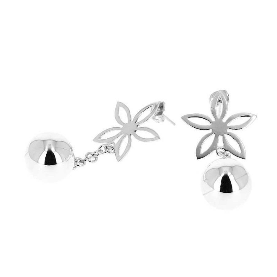 Boucles D'Oreilles Au Fol argent | Boucles D'Oreilles Argent Fleur, Boule Et Cha Nette