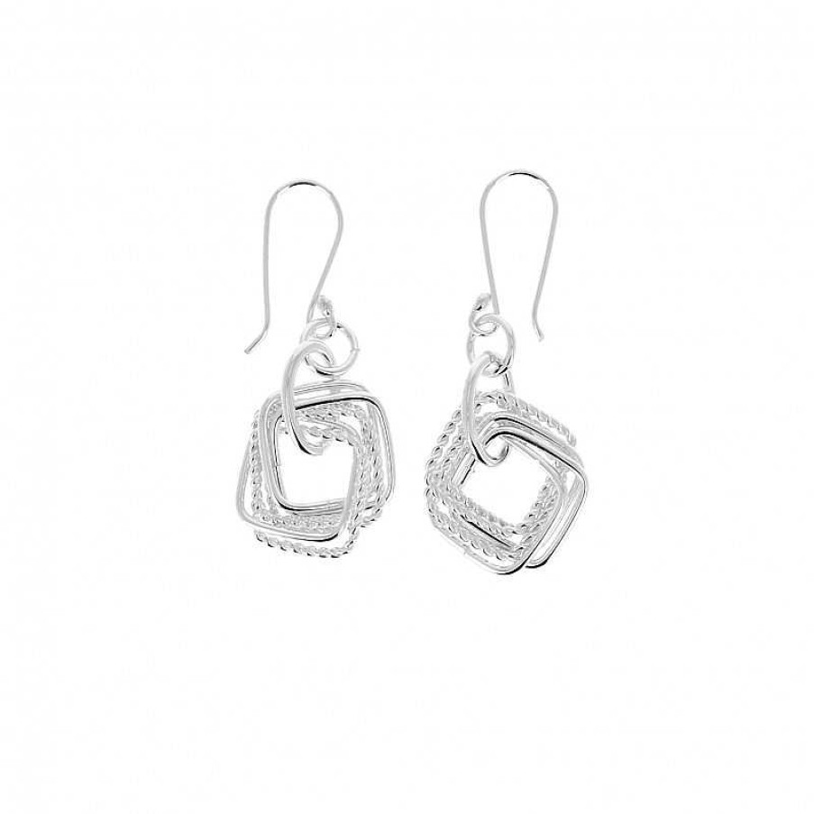 Boucles D'Oreilles Au Fol argent | Boucles D'Oreilles En Argent Multiples Carr S