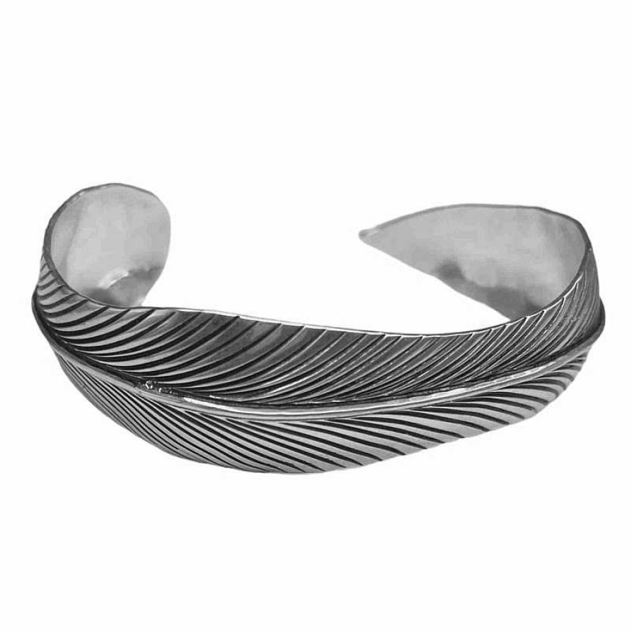 Bracelets Au Fol argent | Bracelet En Argent Manchette Plume