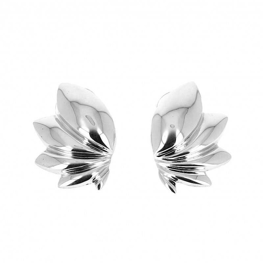 Boucles D'Oreilles Au Fol argent | Boucles D'Oreilles En Argent Fleur En Relief