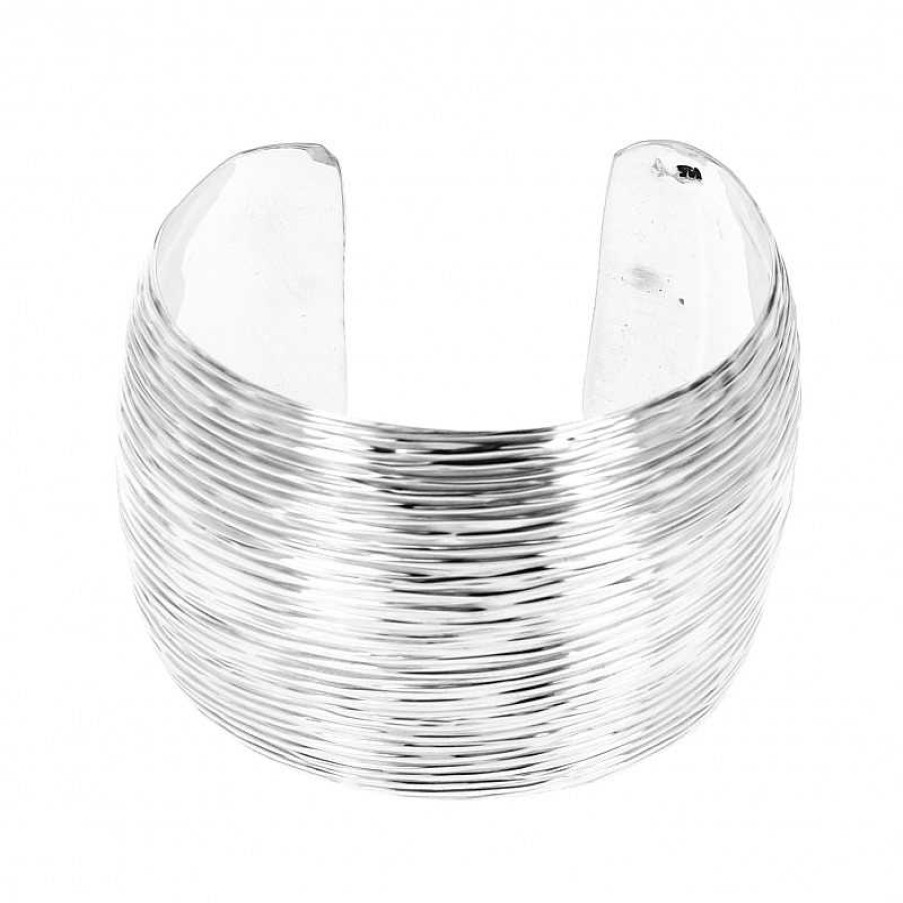 Bracelets Au Fol argent | Bracelet Argent Manchette Stri Tr S Large