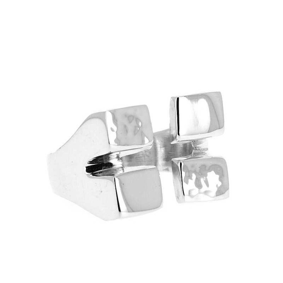 Bagues Au Fol argent | Bague Argent Quatre Rectangles