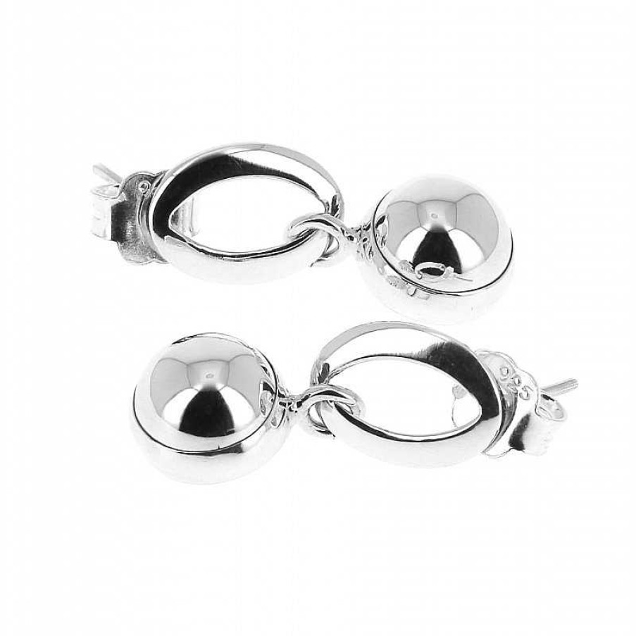 Boucles D'Oreilles Au Fol argent | Boucles D'Oreilles En Argent Ovale Et Perle D'Argent