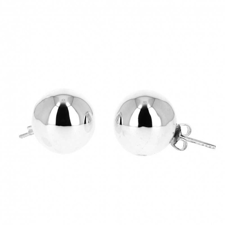 Boucles D'Oreilles Au Fol argent | Boucles D'Oreilles En Argent Lisse Boule 1.4 Cm De Diam Tre